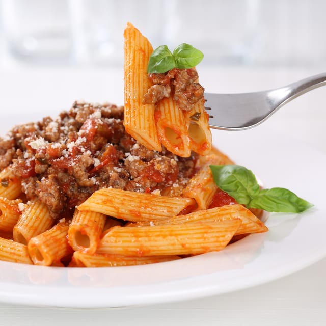 Rigatoni Bolognese.